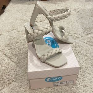 Soda Found Braided Heels Ivory Size 5.5